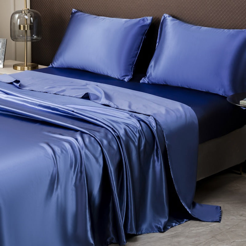 Silky Satin 4-Piece Bed Sheet and Pillowcase Set